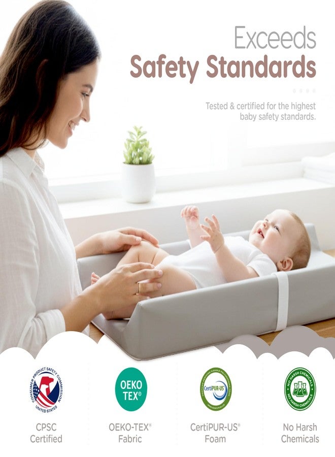 Sleepah Waterproof Diaper Changing Pad by Sleepah – Vegan Leather – Wipeable Foam Changing Pad for Dresser or Table with Removable, Machine-Washable Cover – Standard Size Diaper Changing Pad – Grey - Image 4